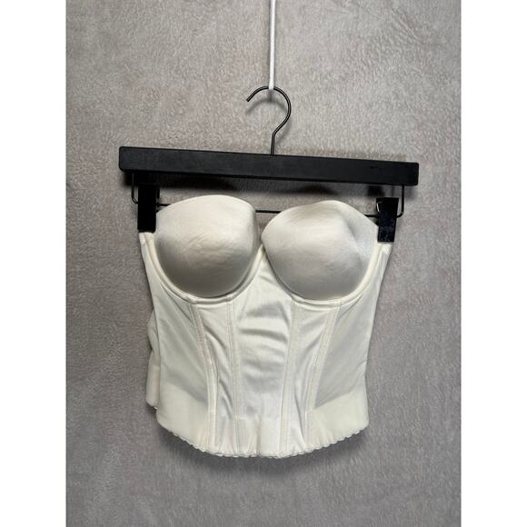 Victoria's Secret Back Off‎ Baby Low Back Bustier Push Up Padded 32D White - Picture 1 of 5
